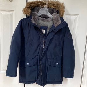 Boys Gap kids Navy Blue hooded Winter Warmest Down Parka Jacket Coat Size Medium